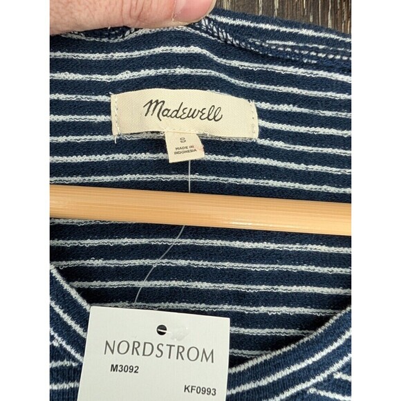 NWT Madewell Nordstrom Navy White Stripe Puff Sleeve Top Small - Picture 5 of 9